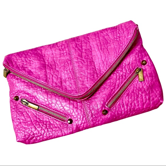 Handbags - Hot Pink Vegan Convertible Clutch Shoulder Bag Purse